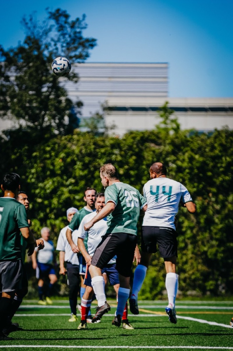 Players heading the ball