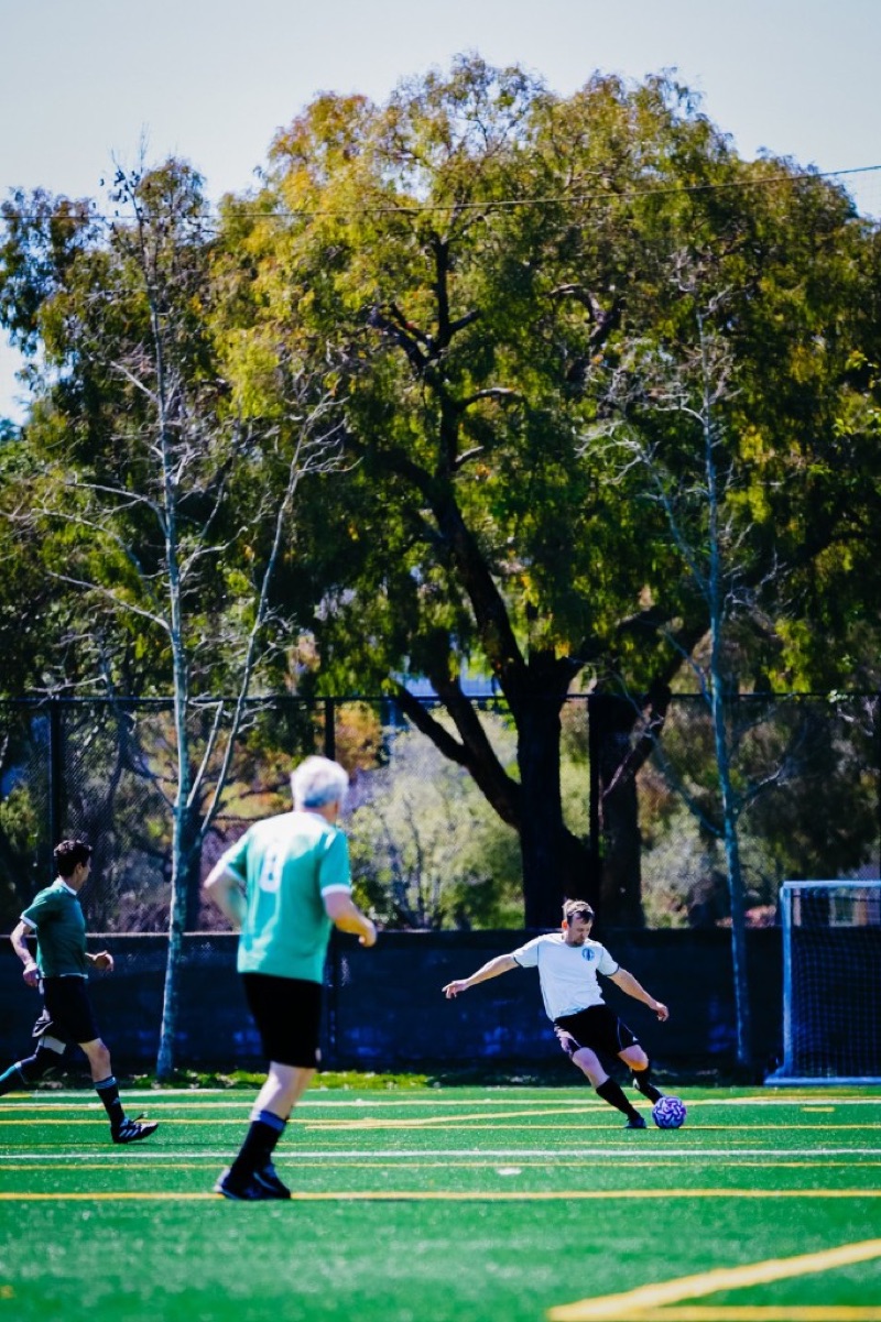 Player striking the ball